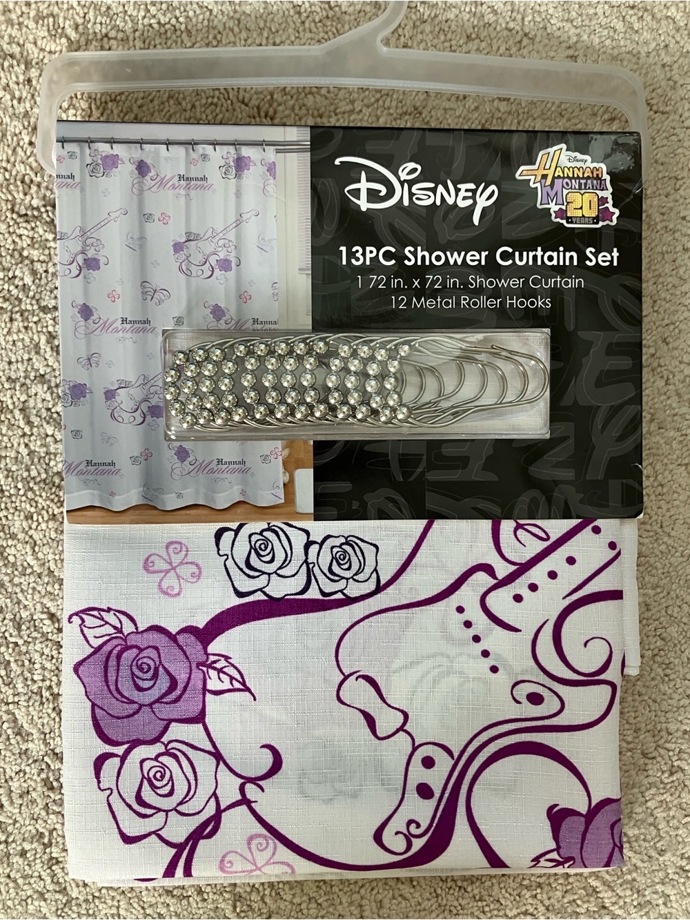 DISNEY CHANNEL HANNAH MONTANA 20th Anniversary 13 Piece Shower Curtain Set NWT